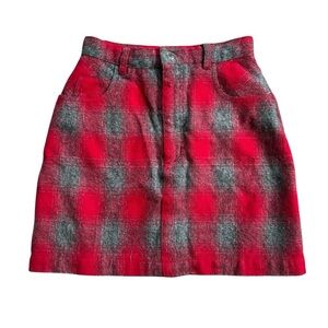 Vintage Stefano Basics Red And Grey Plaid Mini Skirt Size S